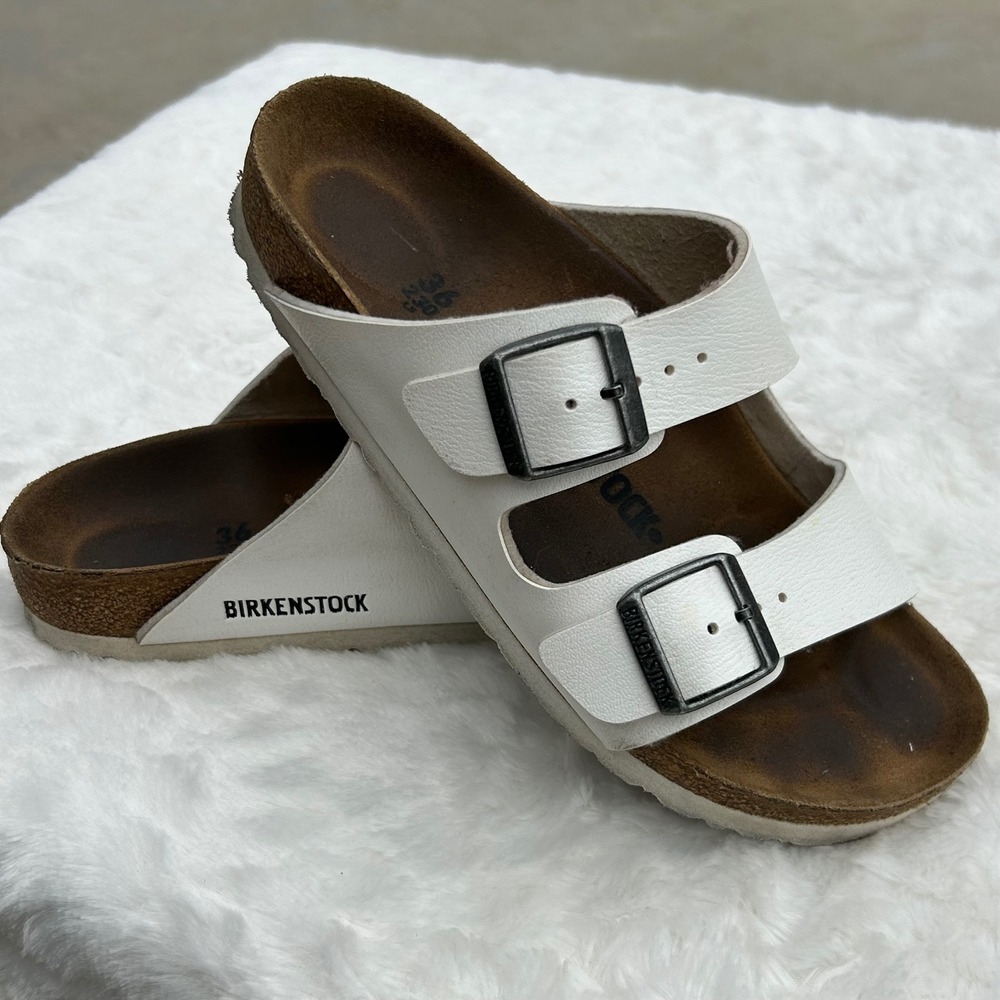Birkenstock White Arizona Double-Buckle Sandals Classic Size 36 US 5.5